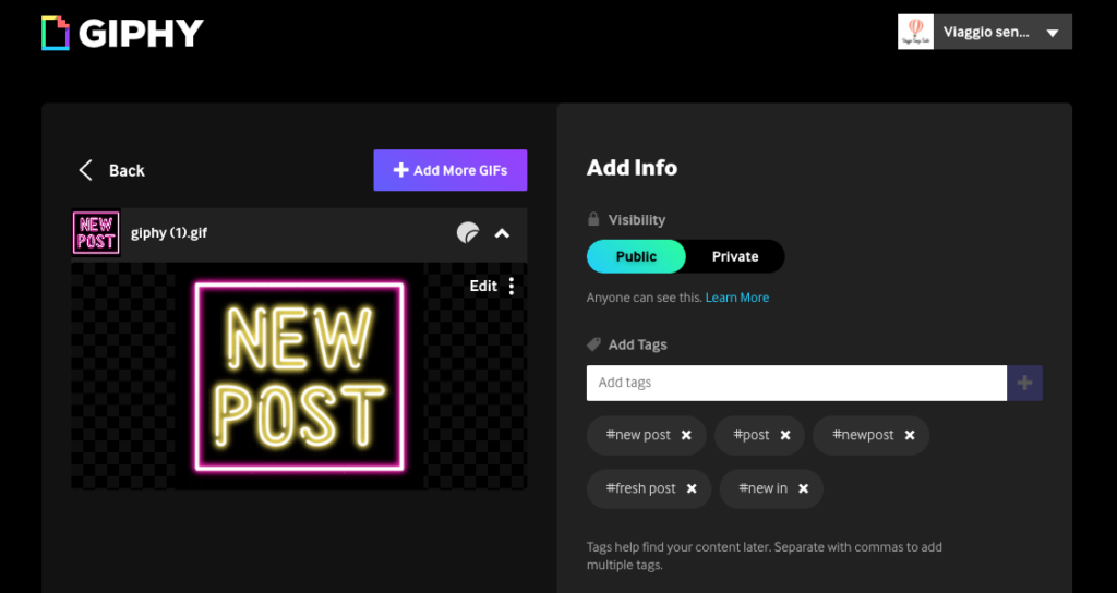COME CREARE UN PROFILO SU GIPHY